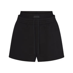 COTTON FLEECE DOUBLE WAISTBAND SHORT | ONYX