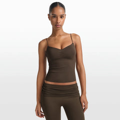 NikeSKIMS MATTE SHIRRED FRONT TANK | DARK SEPIA