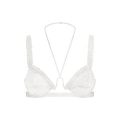 ULTRA FINE MESH RUFFLE BRA | IVORY