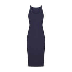 COTTON RIB TANK MIDI DRESS | NAVY