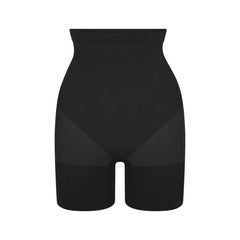 SHEER SEAMLESS HIGH-WAISTED MID THIGH SHORT | ONYX