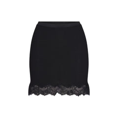RIB KNIT LACE MINI SKIRT | OBSIDIAN