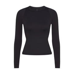 NikeSKIMS AIRY LONG SLEEVE CREW NECK TOP | OBSIDIAN