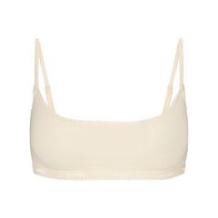 LIGHTWEIGHT COTTON LOGO PICOT SCOOP BRALETTE | BUTTER TONAL