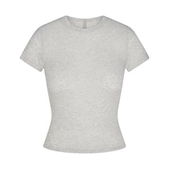 SHEER RIB T-SHIRT | LIGHT HEATHER GREY