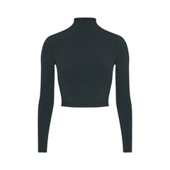 NikeSKIMS VINTAGE SEAMLESS MOCK NECK CROP TOP | DARK TEAL