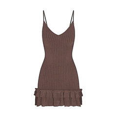 SHEER KNIT RUFFLE DRESS | AMETHYST