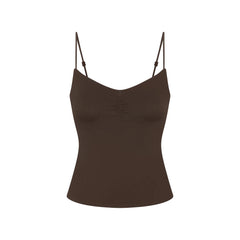 NikeSKIMS MATTE SHIRRED FRONT TANK | DARK SEPIA