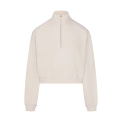 DRAPEY FRENCH TERRY HALF ZIP | BUFF