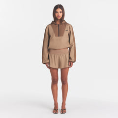 WOVEN COTTON FLUTTER SHORT | DESERT