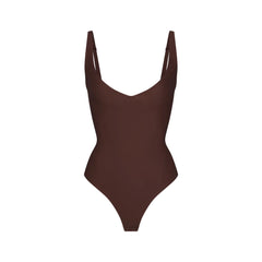 SKIMS BODY CORE SCULPT PLUNGE THONG BODYSUIT | COCOA