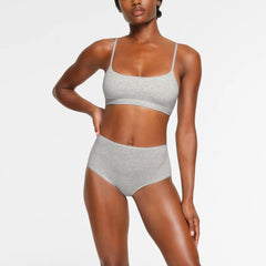 COTTON JERSEY SCOOP BRALETTE | LIGHT HEATHER GREY