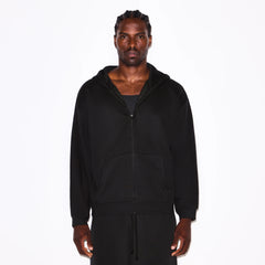 FLEECE LOUNGE MENS RELAXED ZIP UP HOODIE | WASHED ONYX