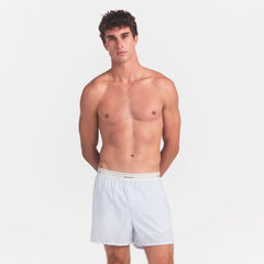 COTTON POPLIN MENS LOGO BAND BOXER | PLATINUM DOUBLE STRIPE