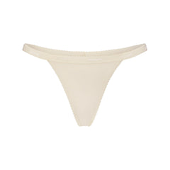 LIGHTWEIGHT COTTON LOGO PICOT THONG | BUTTER TONAL