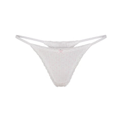 LIGHTWEIGHT COTTON POINTELLE LACE STRING THONG | SNOW PEONY PIN DOT
