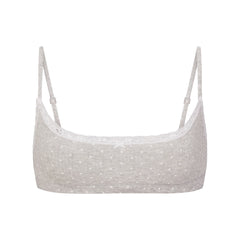LIGHTWEIGHT COTTON POINTELLE SCOOP BRALETTE | LIGHT HEATHER GREY PIN DOT