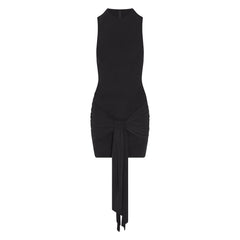 CUPRO JERSEY WRAP MINI DRESS | OBSIDIAN