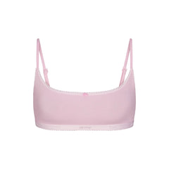 LIGHTWEIGHT COTTON LOGO PICOT SCOOP BRALETTE | PEONY