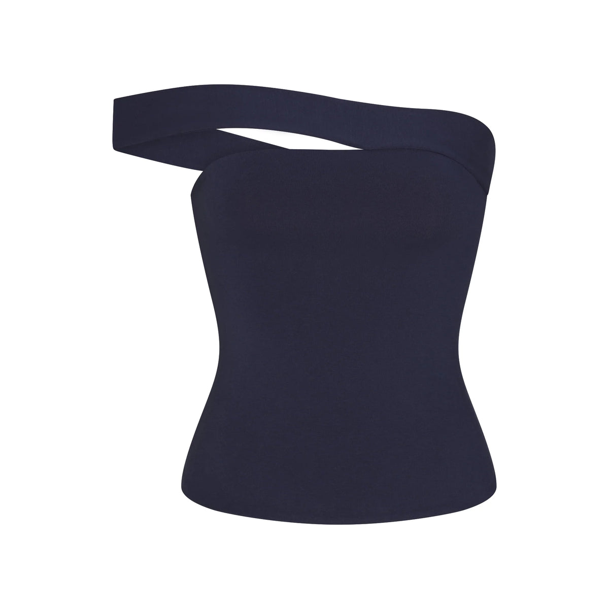 COTTON JERSEY ASYMMETRICAL TOP | NAVY