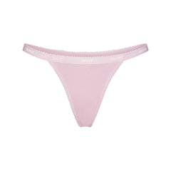 LIGHTWEIGHT COTTON LOGO PICOT THONG | PEONY