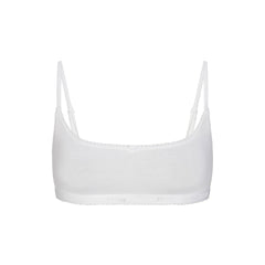 LIGHTWEIGHT COTTON LOGO PICOT SCOOP BRALETTE | SNOW