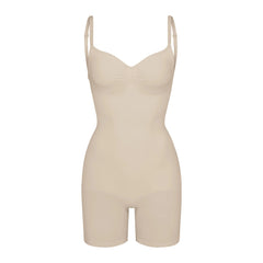SEAMLESS SCULPT LOW BACK MID THIGH BODYSUIT | SAND