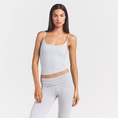 COTTON JERSEY SCOOP NECK CAMI | LIGHT HEATHER GREY