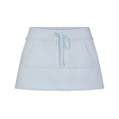DRAPEY FRENCH TERRY MINI SKIRT | POWDER BLUE
