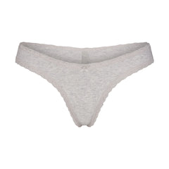 LIGHTWEIGHT COTTON LACE THONG | LIGHT HEATHER GREY