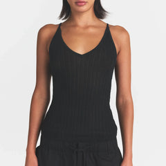 SHEER KNIT PLUNGE TANK | ONYX