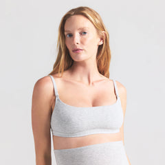 COTTON JERSEY MATERNITY NURSING SCOOP BRALETTE | LIGHT HEATHER GREY