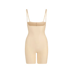 SKIMS BODY CORE SCULPT OPEN BUST MID THIGH BODYSUIT | SAND