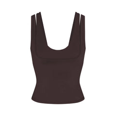 NikeSKIMS MATTE DOUBLE STRAP SCOOP TANK | DARK SEPIA