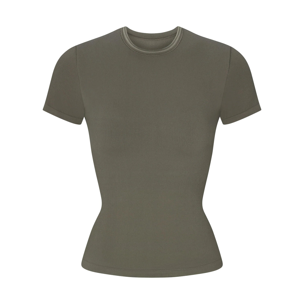NikeSKIMS RIBBED SEAMLESS BABY T-SHIRT | DUSTY OAKMOSS