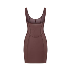 POWER MESH SHAPEWEAR OPEN BUST SLIP DRESS | COCOA