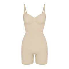 SEAMLESS SCULPT MID THIGH BODYSUIT | SAND