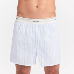 COTTON POPLIN MENS LOGO BAND BOXER | PLATINUM DOUBLE STRIPE